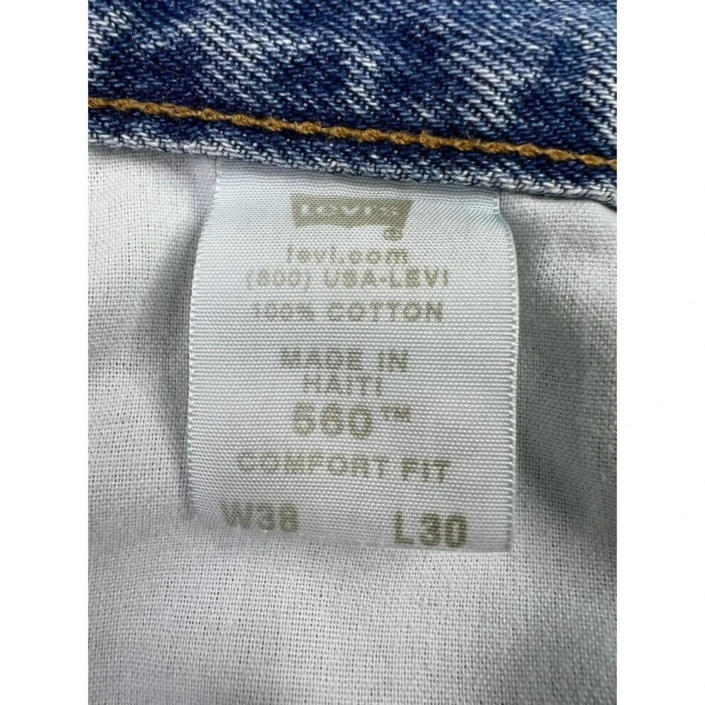 Levis 560 Jeans Mens 38x30 Blue Relaxed‎ Tapered Comfort Fit Zip Fly Light Wash